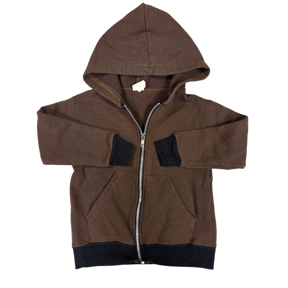 Vintage Brown Moose Graphic Zip Up Hoodie Toddler Size 2T Made in USA Retro